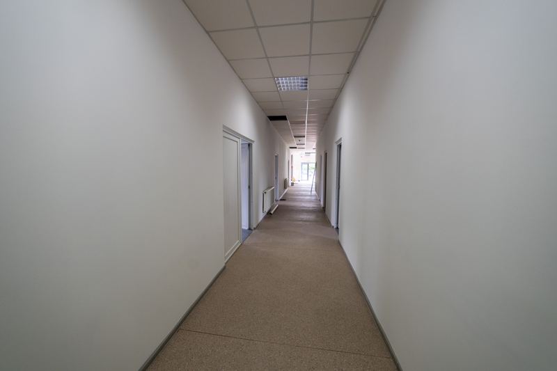 Ground-floor office hallway